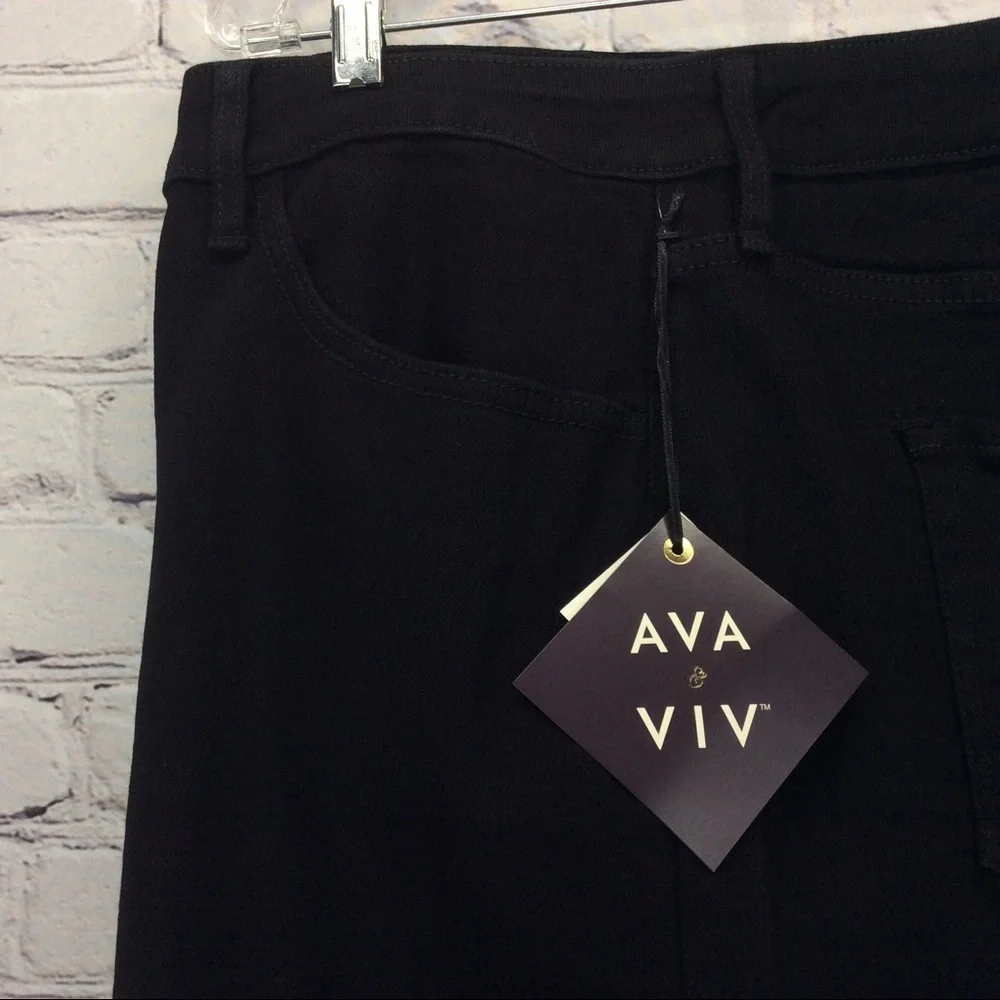 Ava & Viv Jean Shorts Women’s Plus Sz 22W Blk High Rise Cutoff Distressed Ripped - Picture 3 of 9